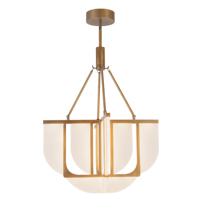 Anders 24-in Black dimmable LED Chandelier, Antique Brass