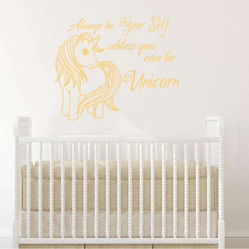Décalcomanie murale chambre de bébé licorne, Crème