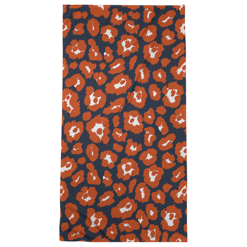 Garp Bath Towel, Polyester/Cotton Blend, Dark Navy/White/Orange