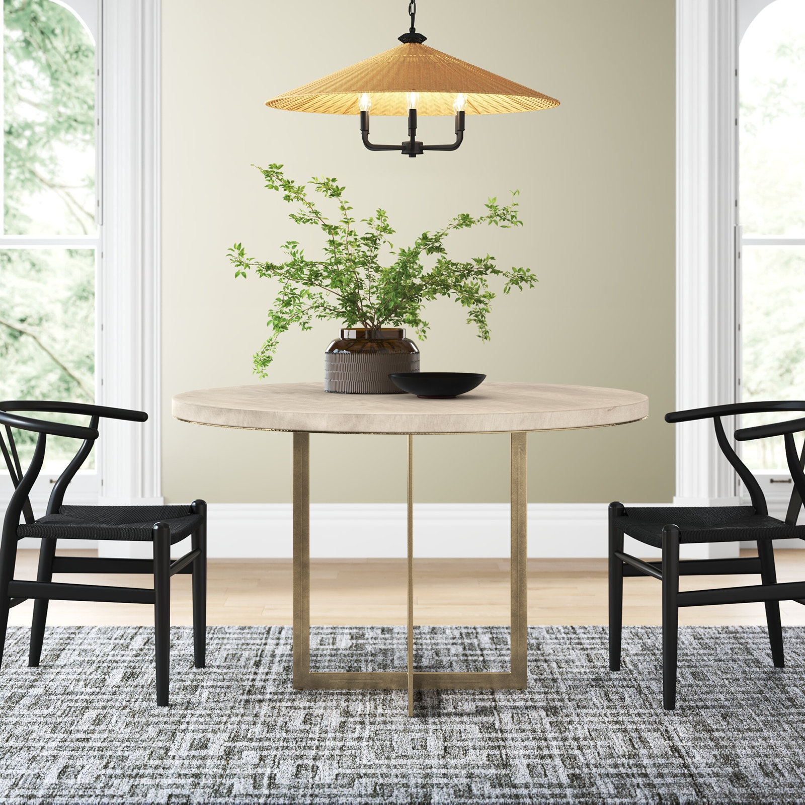 Tulane 48'' Round Dining Table, Beige, Gold