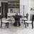 8 Seat Dining Table Set With Modern Key-shaped Dining Chairs, 9-piece Dining Set-297745855-297745854