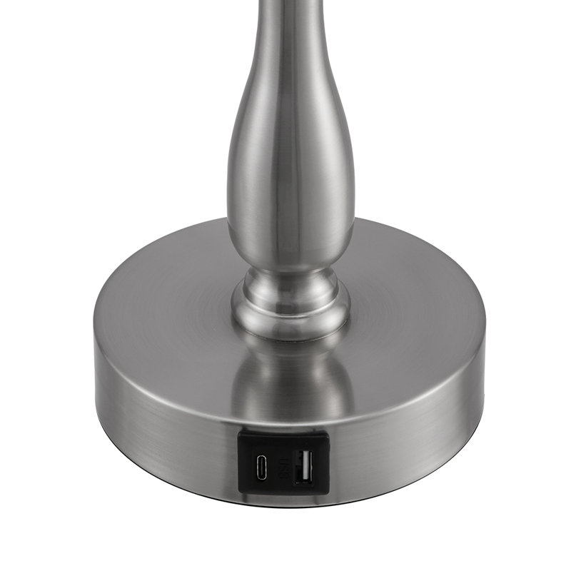 Cearra Metal USB Table Lamp, Brushed Nickel