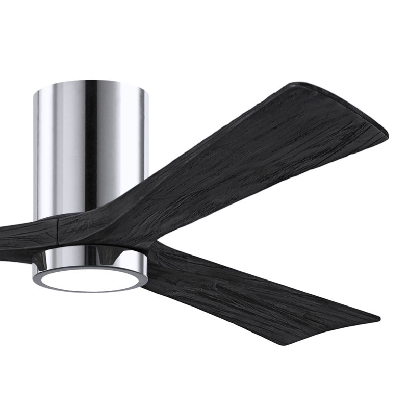 Olivier à 3 pales DEL standard avec ventilateur de plafond et ensemble d'éclairage inclus, Chrome poli, Noir mat, 60"