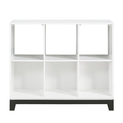 White Finish 6-Shelf Bookcase Wooden Furniture 1Pc
