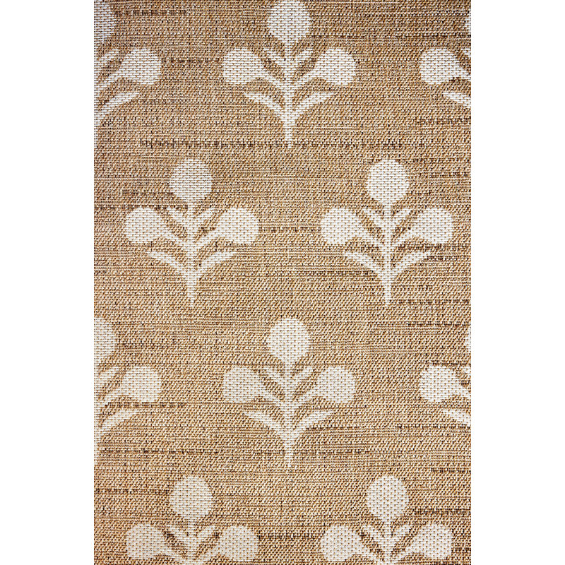 Saybrook Floral Power Loom Polypropylene Plastic Indoor / Outdoor Area Rug in Beige/Brown, Rectangle 4'1" x 6'