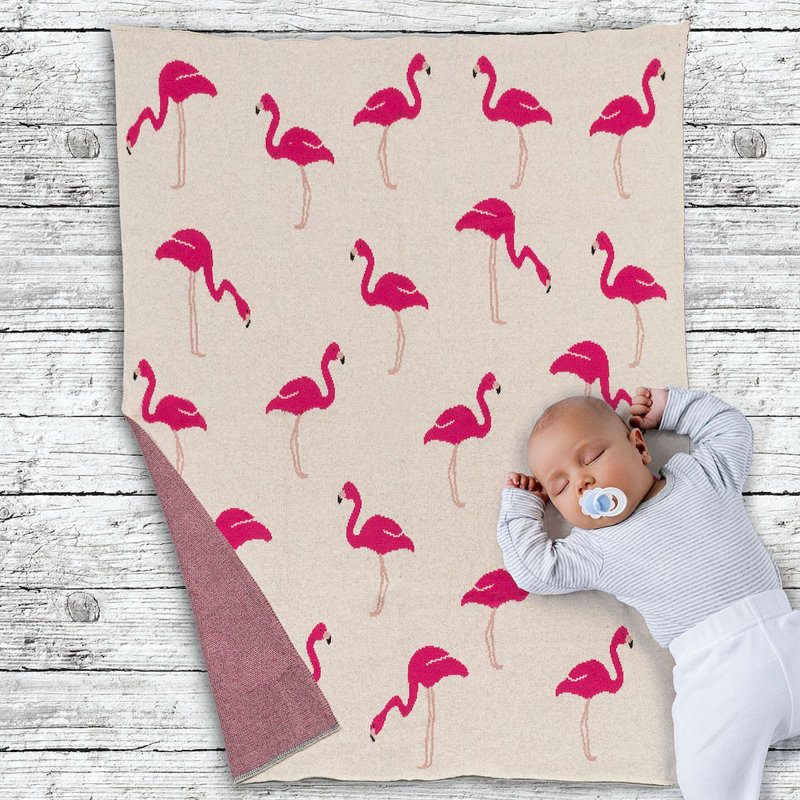 Jeté 100% coton Flamingo