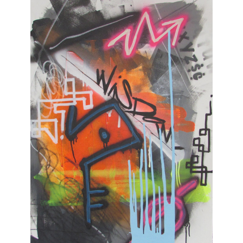 Back Alley par Sean Gibony - Peinture, H 31,25 po x l 25,25 po, Papier avec cadre noir