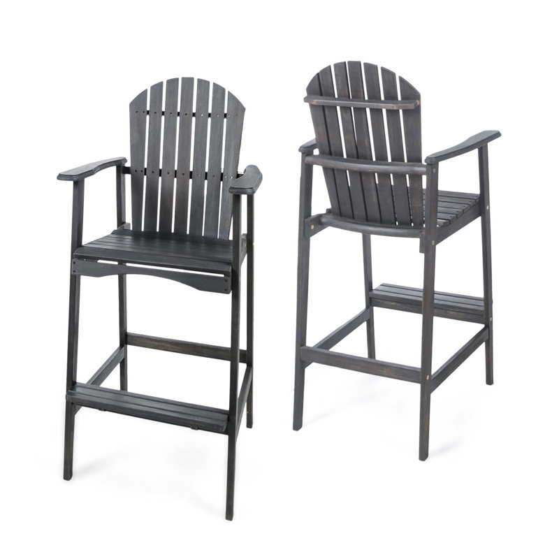 Outdoor Acacia Wood Adirondack Chair, Set Of 2, Dark Gray