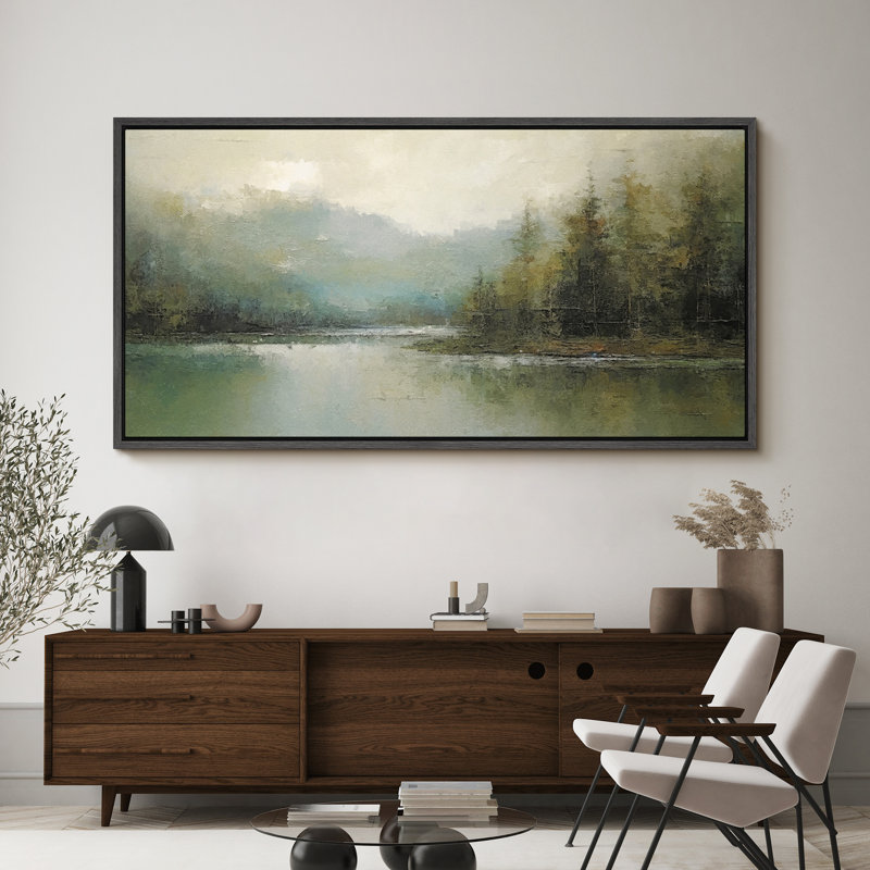 Tranquil River Andest, reproduction encadrée, H 30 po x l 60 po x P 1,5 po, Black