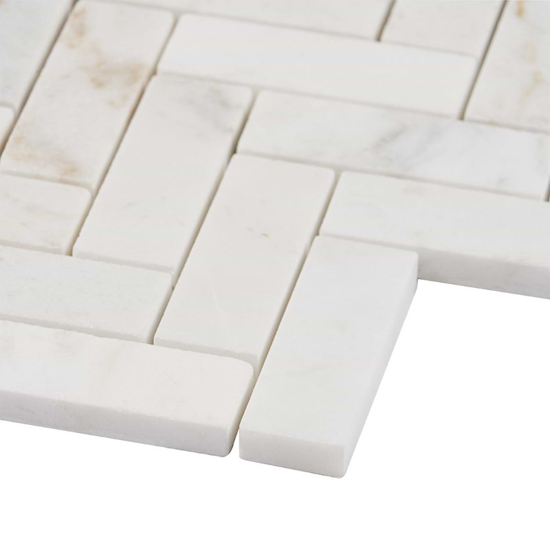 Alaska White Herringbone Polished Marble Tile