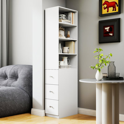 Vitrine blanche à 72 niveaux de 72,0 po avec 3 tiroirs latéraux et 3 tiroirs pour le salon, le bureau personnel, le salon, le magasin, l'armoire de cuisine, fabriquée à partir de panneaux de particules