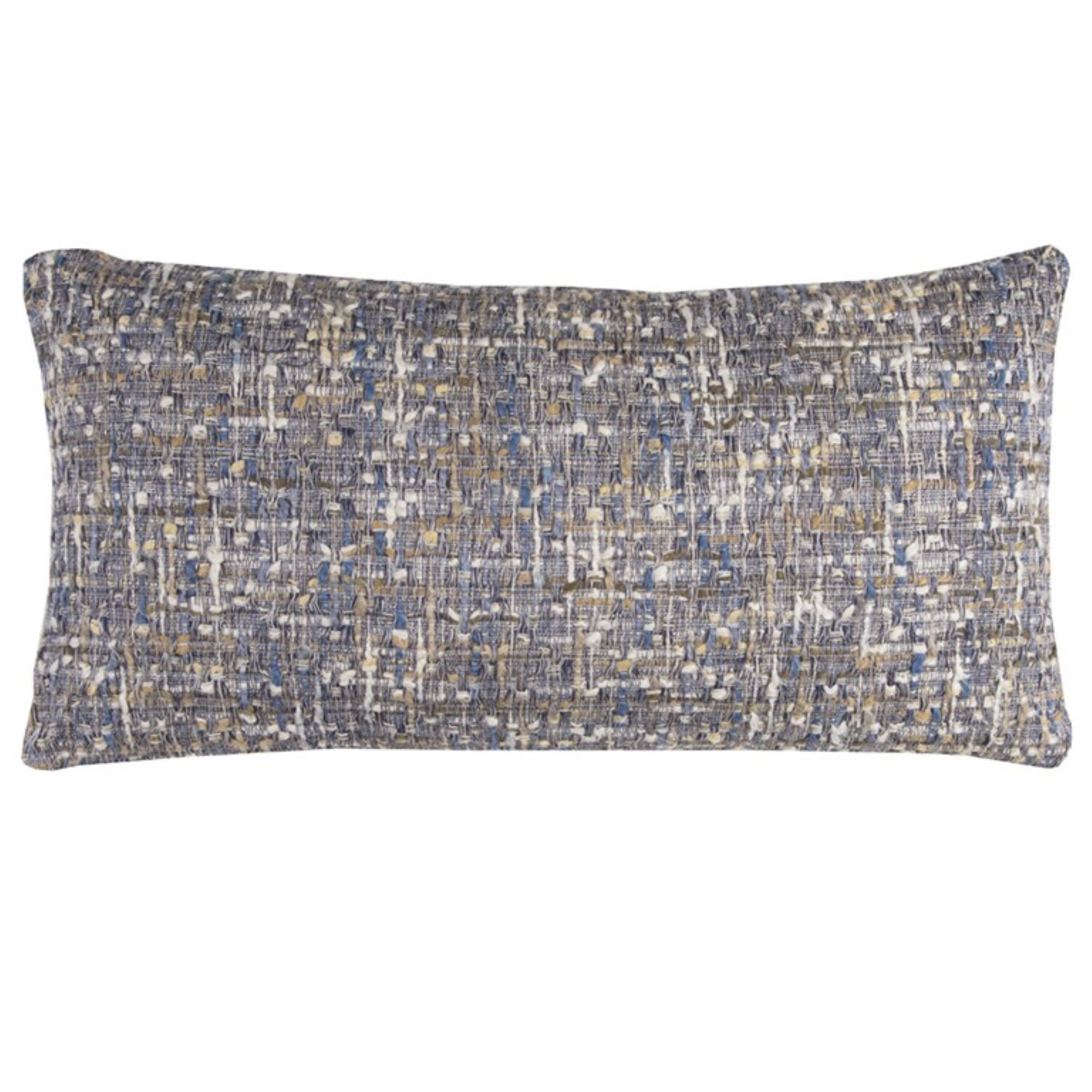 ZeaZu Blue Gray Metallic Nubby Textured Lumbar Pillow | Wayfair