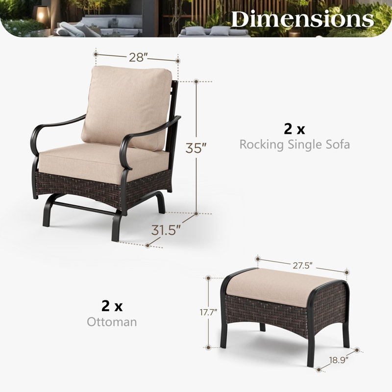 Chaise berçante avec coussins et repose-pieds Salem