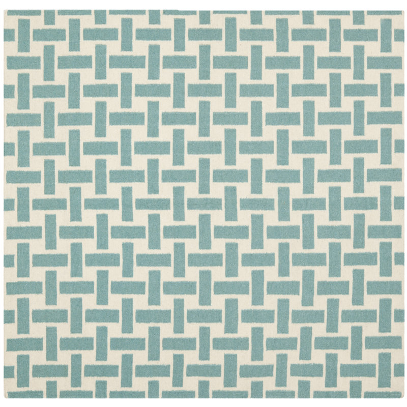 Mccall Hand Woven Flat Weave Wool Geometric Rug, Square 6'