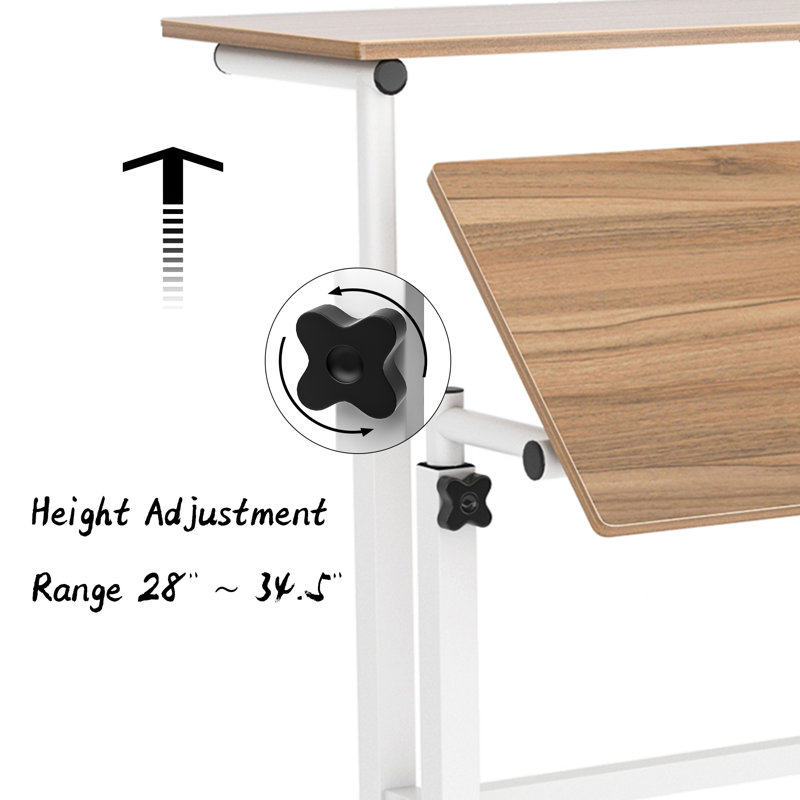 Chariot réglable pour ordinateur portable, Chêne, H 35,4 po x l 31,5 po x P 15,7 po