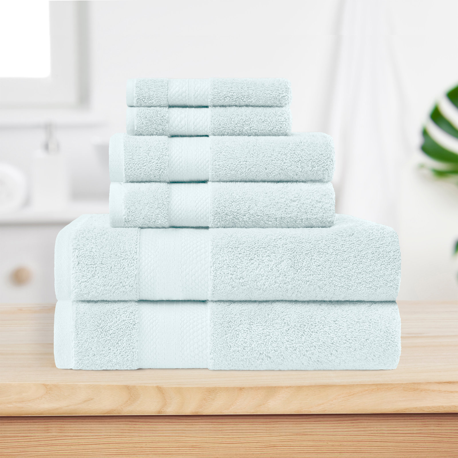 Finnian Ultra-Plush Heavyweight, 100% Turkish Towel Collection, Dusty Aqua, 6 Piece Towel Set