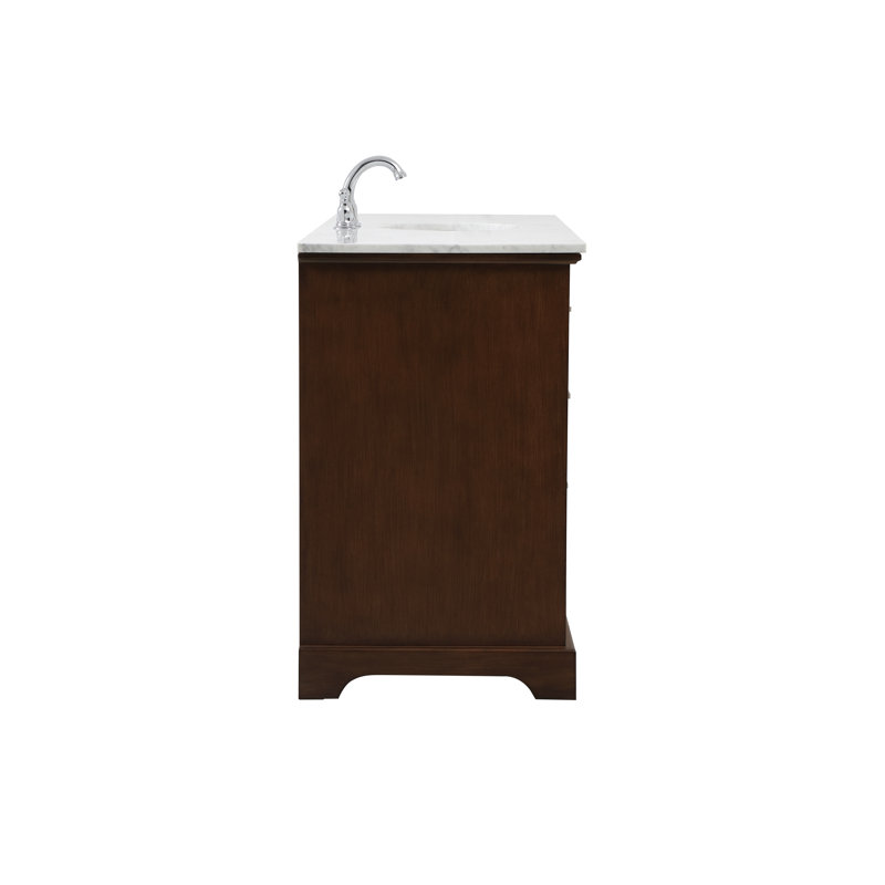 Hermes 60'' Single Bathroom Vanity with Marble Top, Teak