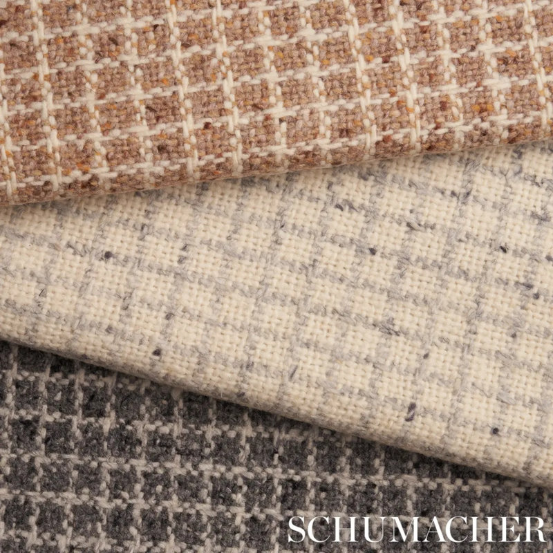 Schumacher x Patterson Flynn Hudson Wool Check Fabric, Camel