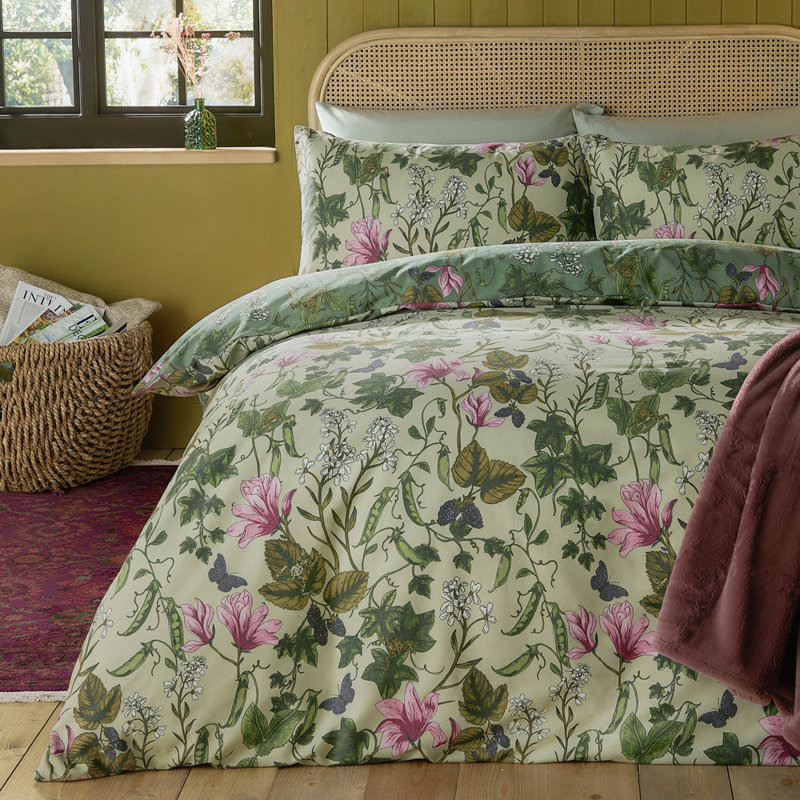 Mystic Berry Polycotton Floral Duvet Cover Set with Pillowcases Included, King Duvet Cover + 2 Standard Pillowcases