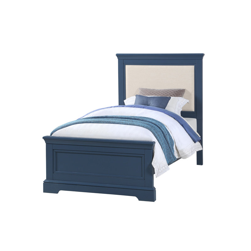 Huey Upholstered Standard Bed, Navy, Twin