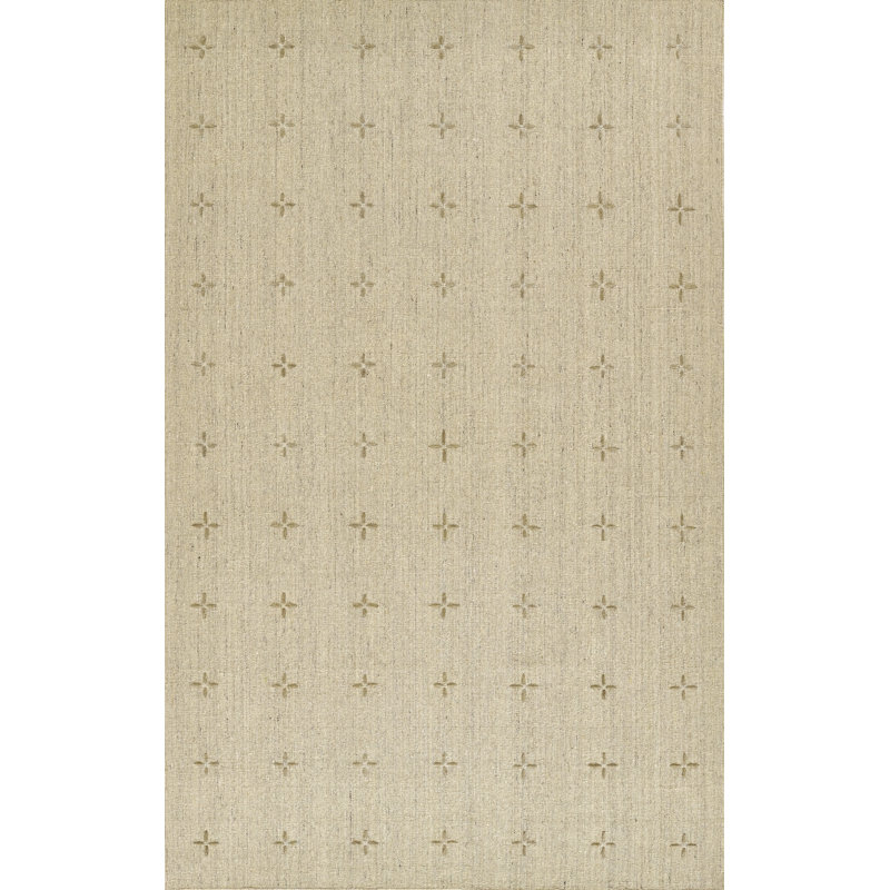 Momeni Oliver Geometric Wool and Polyester Hand Loomed Natural Area Rug, Rectangle 8' x 10'