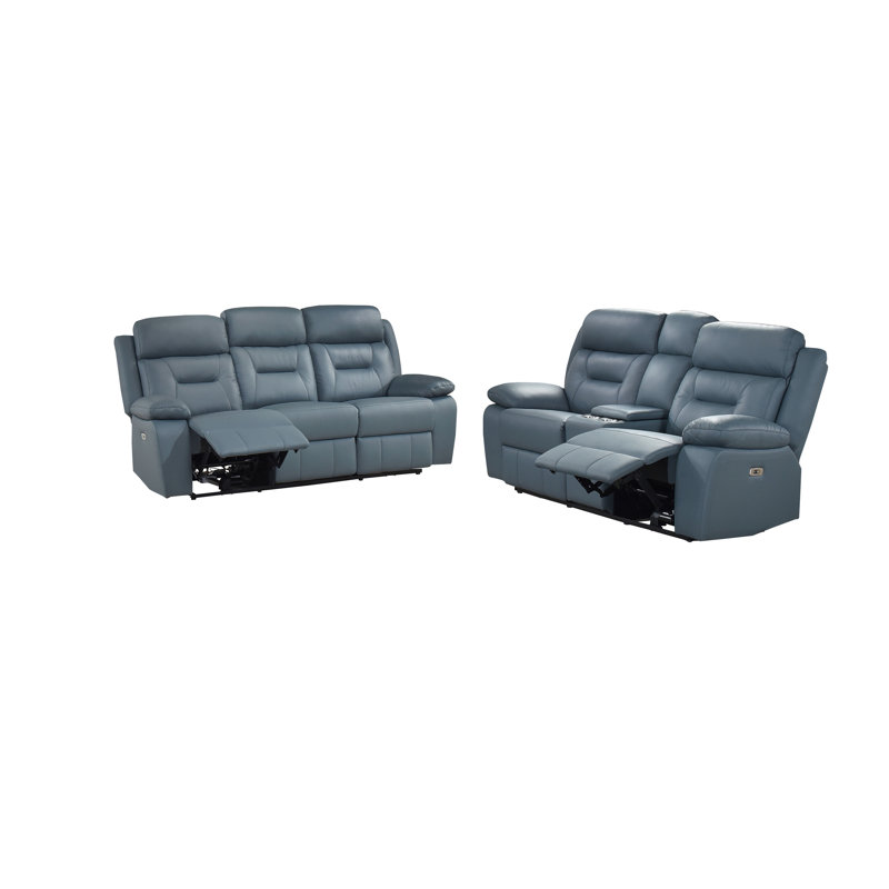 Ensemble 2 pièces: canapé inclinable électrique et causeuse, Blue-Grey 2-piece Set