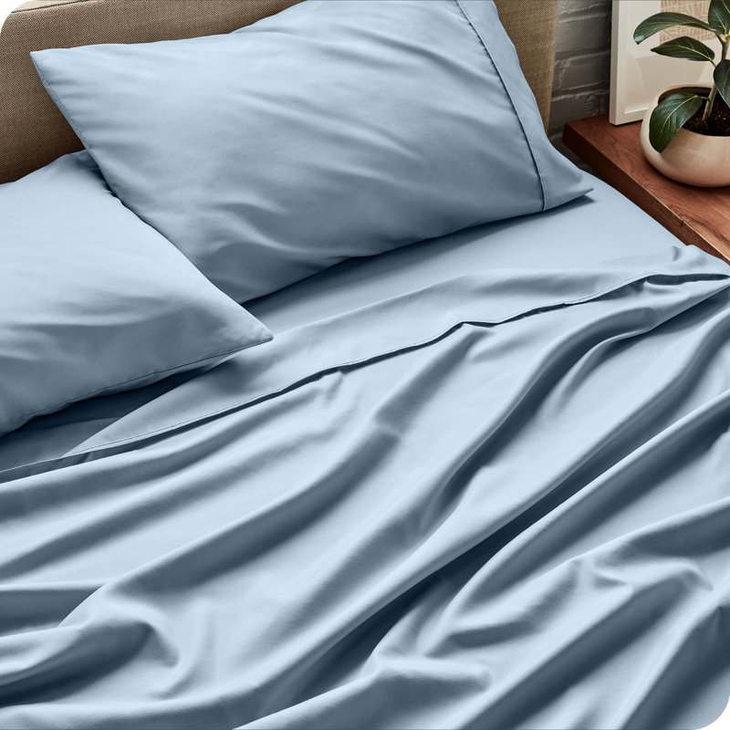 Ensemble de draps en microfibre Bare Home, Ensemble de draps pour lit simple + 1 drap-housse , Bleu poudreux