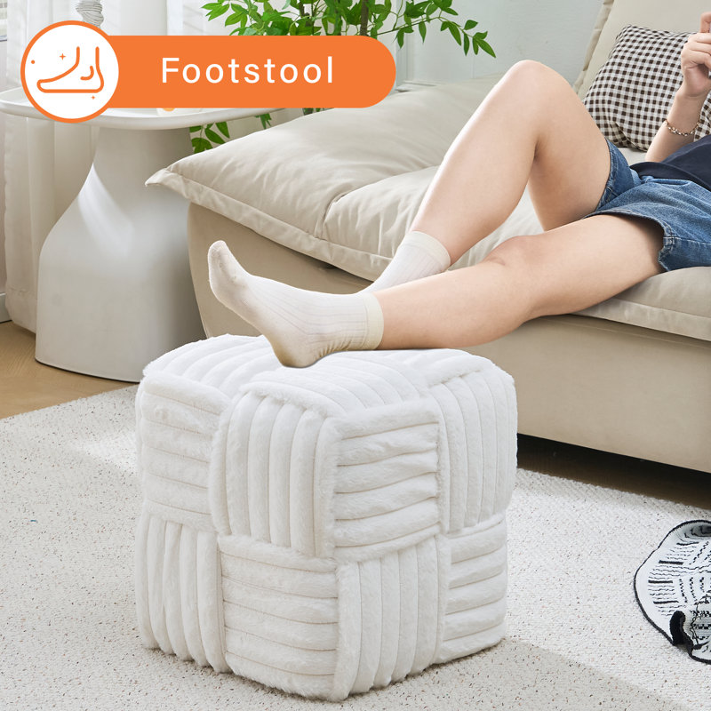 Multi-purpose Corduroy Ottoman - Perfect For Vanity Seating, Sofa Side Stool & Living Room Extra Seats