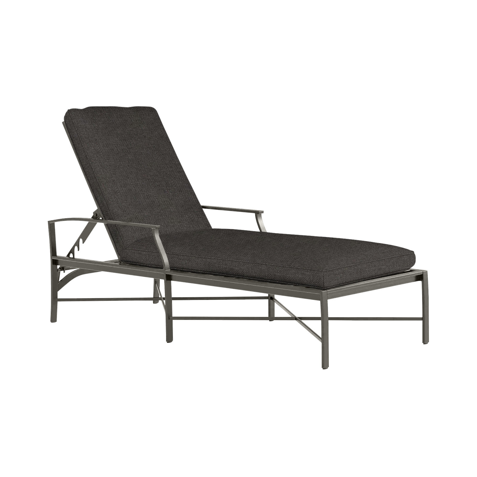 Monaco Wrought Aluminum Outdoor Chaise Lounge, Welt, Slate Gray, Verona Fossil