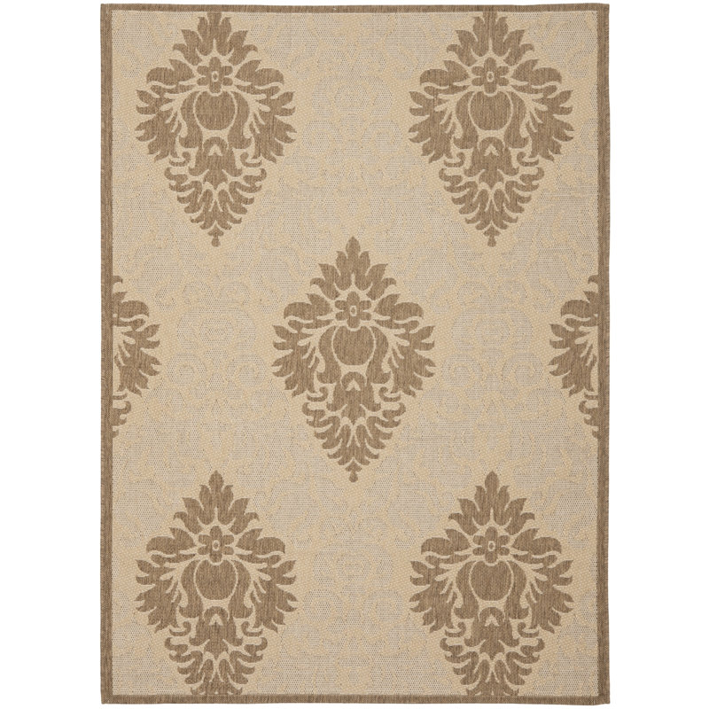 Tapis intérieur / extérieur naturel / brun Arneshia, Rectangle 4 pi x 5 pi 7 po