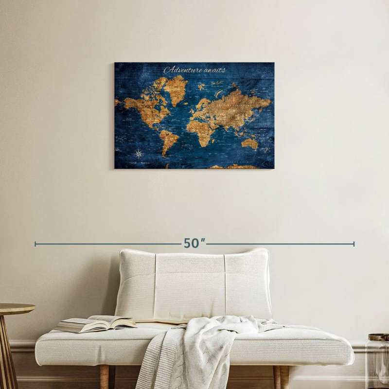 Adventure Awaits VI Push Pin World Milstead, 20" H x 30" W