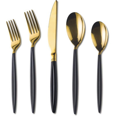 20 Piece Set Of Black And Gold Tableware Set