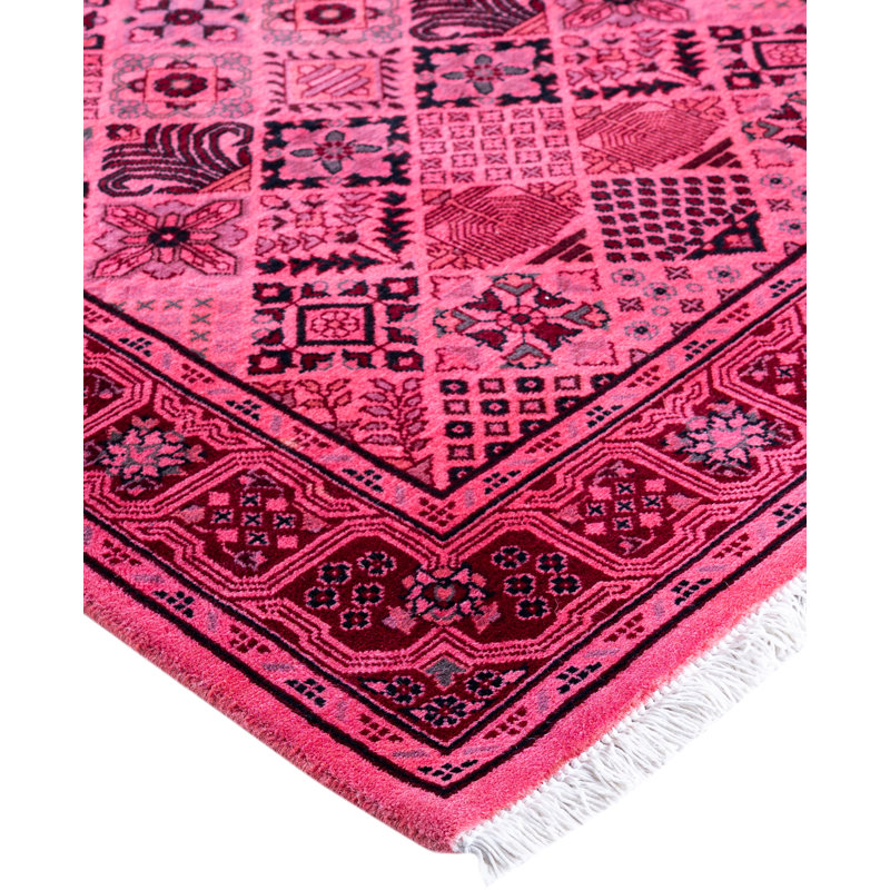 Overdyed Hand-Knotted Wool Modern-Contemporary Pink Area Rug 3' 2" x 5' 4"