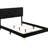 King Size Black Panel Bed, Upholstered With Diamond Headboard And Gold Finish Legs Eastern Velvet Accented, Bedroom Luxury Item-1778488907