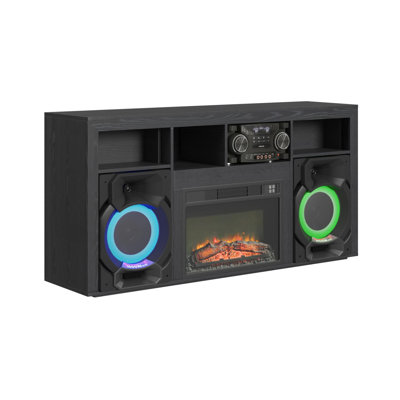 San Andreas Fireplace with Sound System in Black