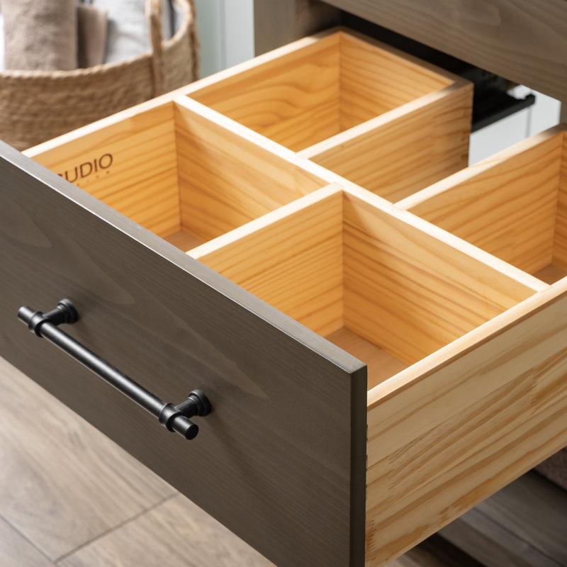 Ensemble de meuble-lavabo simple 24 po Keri, Gris fumée / noir mat