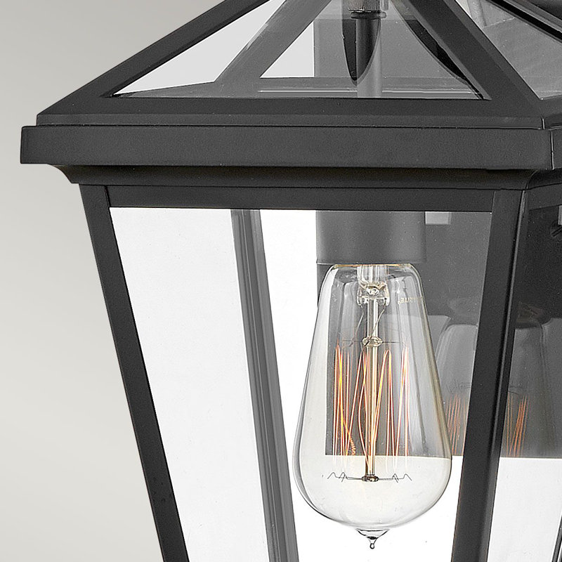 Fatma 36.8cm H Clear Glass Outdoor Wall Lantern, Black