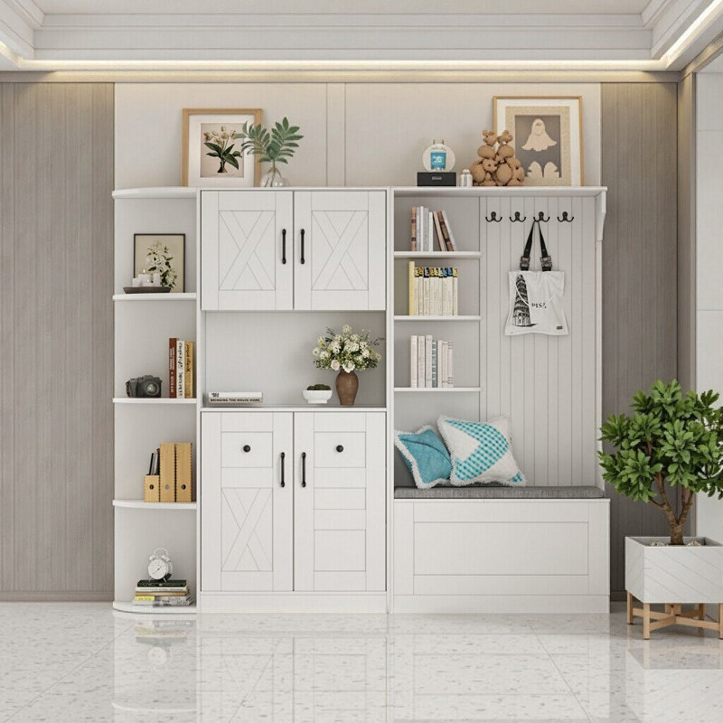 Armoire de vestibule noire élégante et multifonctionnelle - rangement polyvalent et arbre d'entrée 2-en-1 pour tout espace
