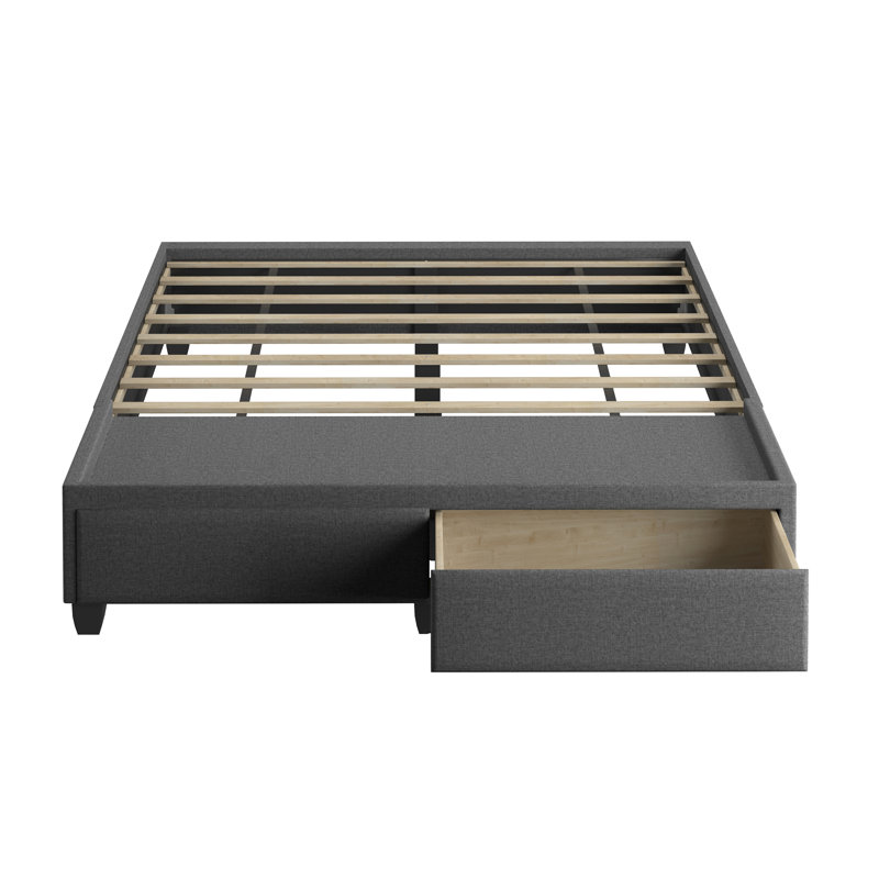 Boyd Modena Upholstered Linen Platform Storage Bed, Black, Full/Double