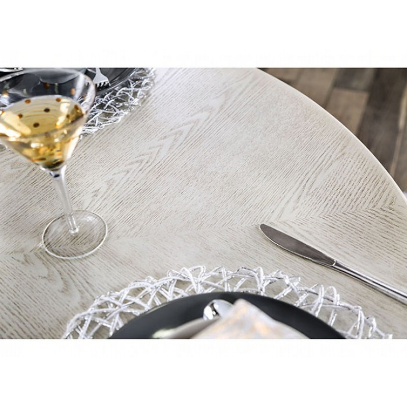 Table de salle à manger Dezirae, Blanc antique
