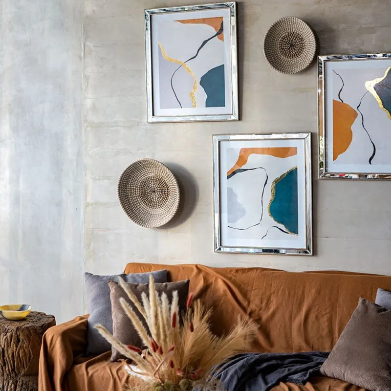 Ensemble de 3 bols en ruppie maritime tissés à la main - texture naturelle deux tons pour décoration intérieure bohème
