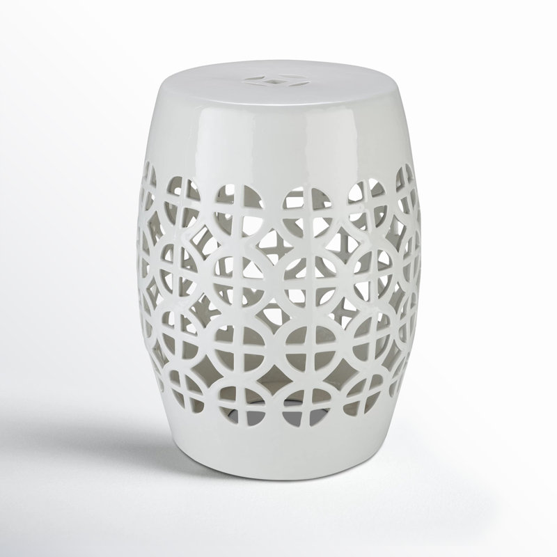 Keaton Ceramic/Porcelain Garden Stool, White