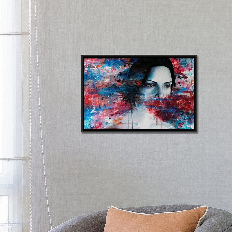 «Aphasia», reproduction sur toile, H 18 po x l 26 po x P 1,5 po, Toile avec cadre noir, Pas de tapis