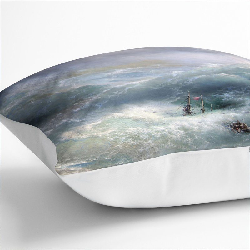The Wave Scatter Cushion with Filling, 40cm H x 40cm W x 15cm D, White