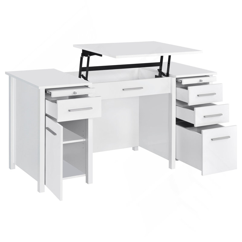 Leelin Adjustable Height Executive Desk Computer Desk, White