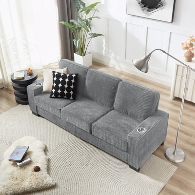 84.25"W 3-Seat Sofa with Cupholder by Mercer41