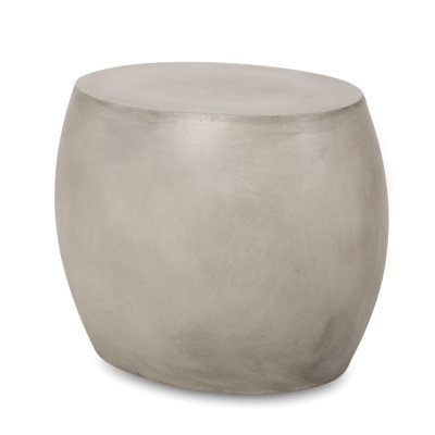 Table d'appoint légère en béton pour l'extérieur - Style ovale simple, gris, l 24,63 po x P 17,86 po x H 20,32 po, conception convexe moderne modernisée, attrayante