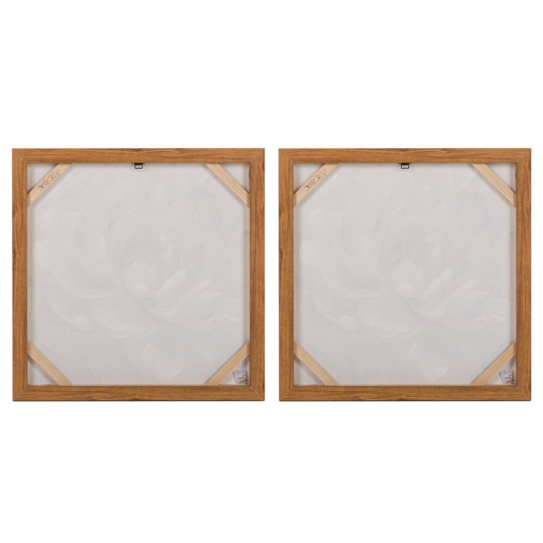 Flowers 80% Hand Painted Set 2 Canvas 60X4X60 Cm - 2 Piece Wrapped Canvas Print Set