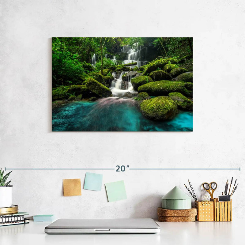 Forest Waterfall Scene, 8" H x 12" W