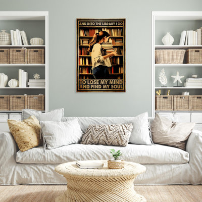 «Holk Books And Into The Library I Go 2 - 1 pièce», reproduction d'art graphique sur toile tendue sur toile tendue